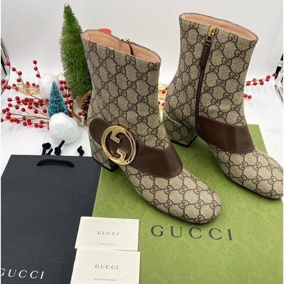SOLD!!!!!!! Women’s Gucci GG supreme Blondie ankle boots size 38.5 made in Italy - Picture 1 of 9
